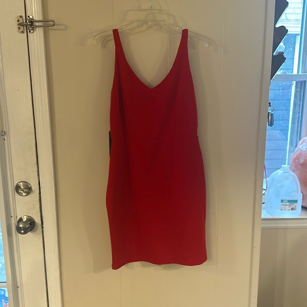 Bebe Red Sheath Mini Dress V-Neck Sleeveless